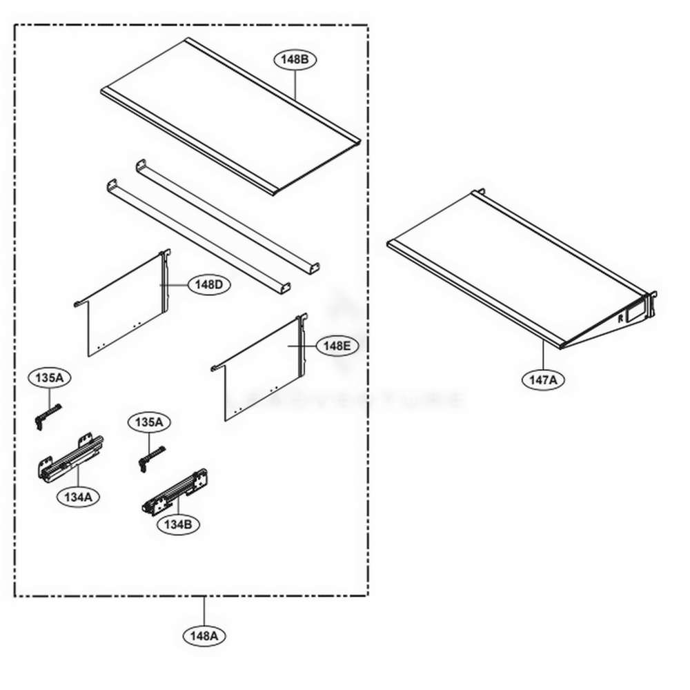 Shelf Diagram and Parts List for SKSCR2401P ASWCNA0 LG Range