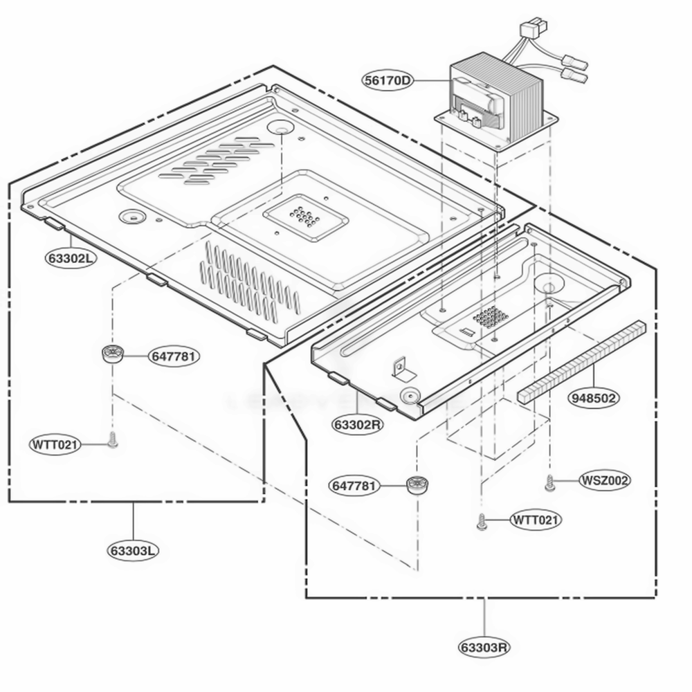 Base Plate Parts Diagram and Parts List for YKCMS145JBL0 ABKEKAC LG Range