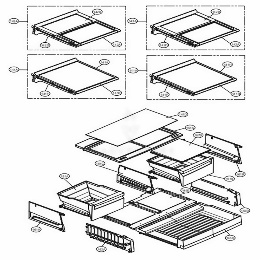 Refrigerator Parts Diagram and Parts List for 72183 ASTCSE5 LG Refrigerator