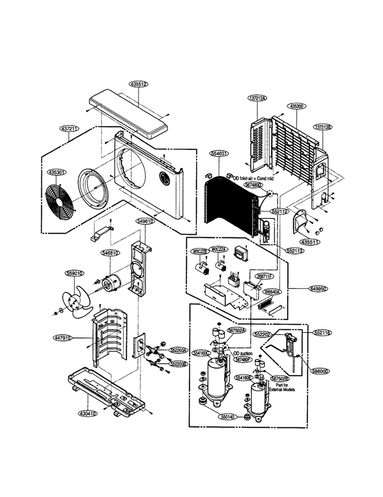 Outdoor Unit Diagram and Parts List for LS240CE  LG Air Conditioner