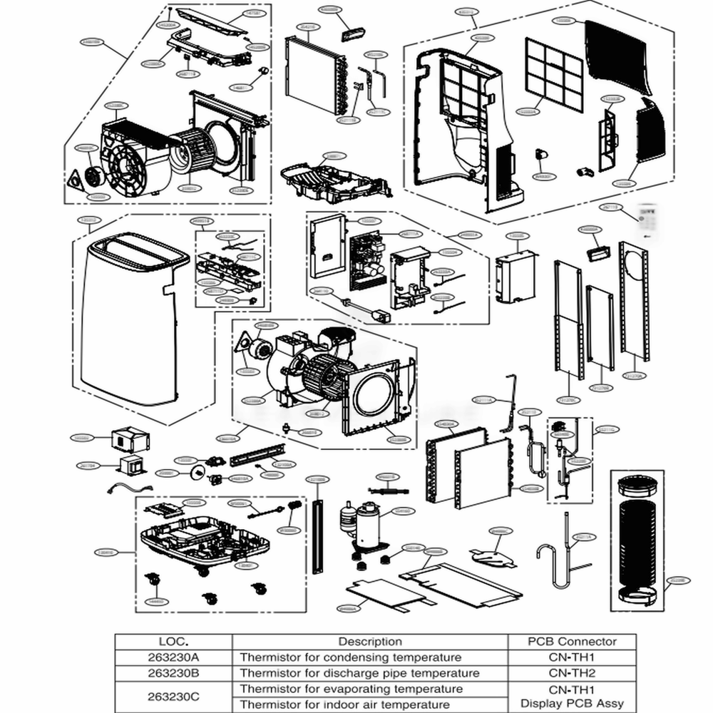 Main Diagram and Parts List for LP1419IVSM AT1AYOW LG Air Conditioner