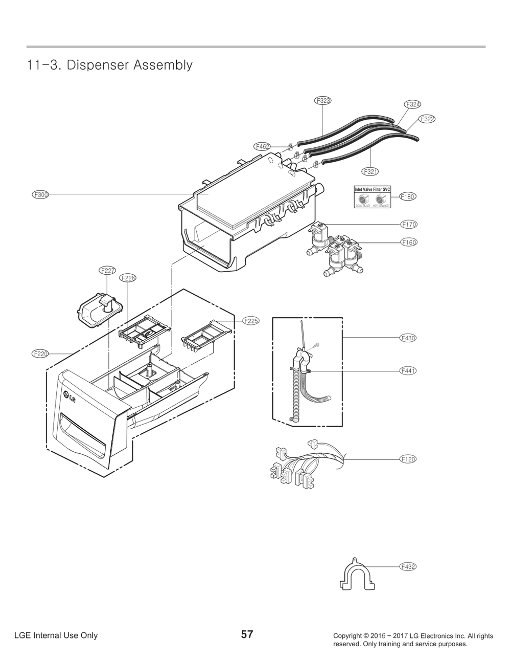 Dispenser Assembly Diagram and Parts List for WM8980HVA ASSEEUS LG Washer