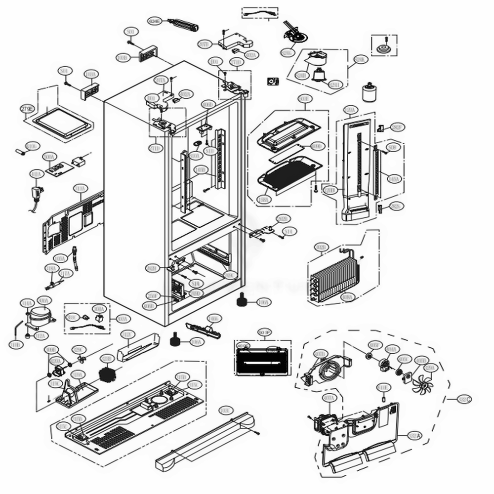 Case Parts Diagram and Parts List for LFXS24566S ASTCNA1 LG Refrigerator