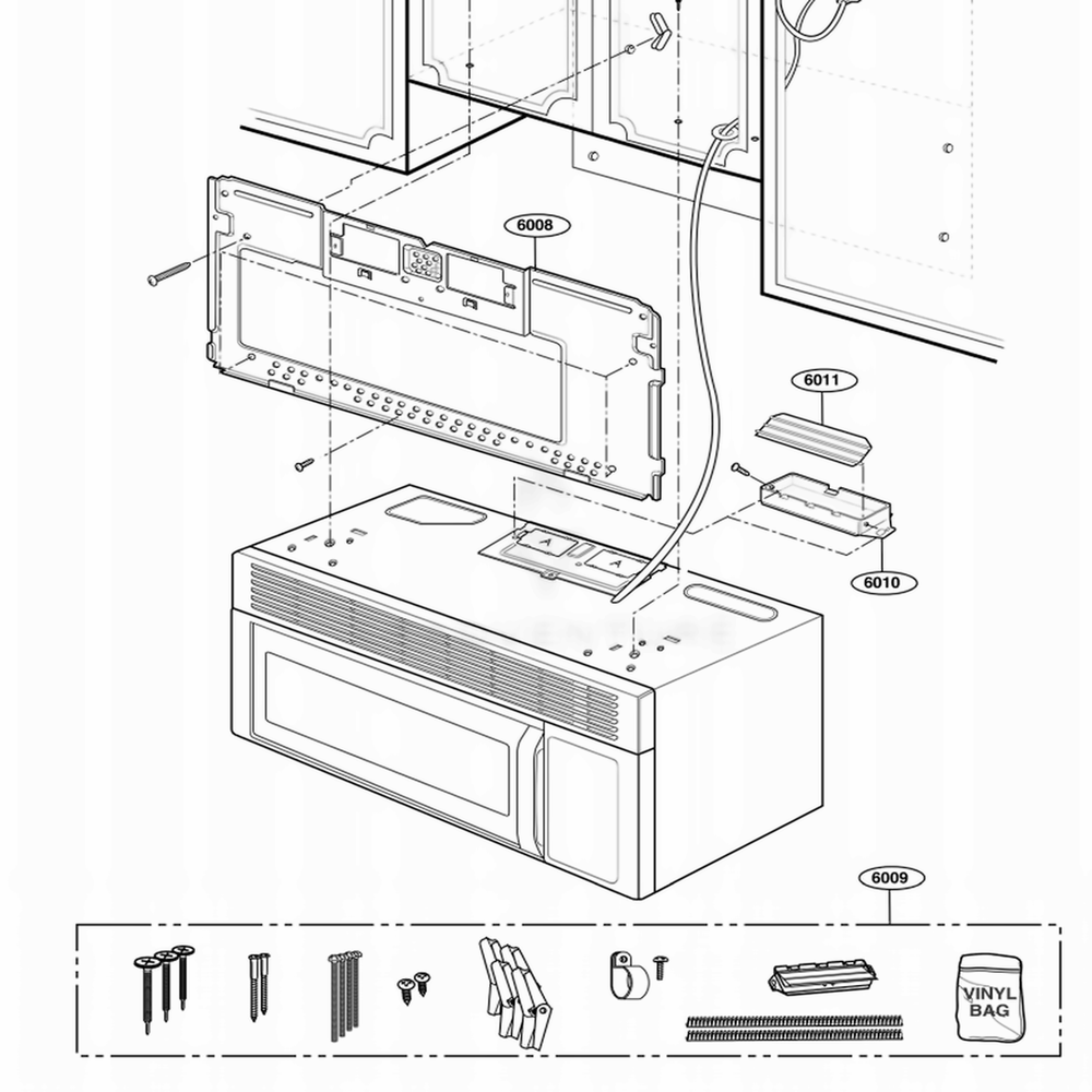 Installation Parts Diagram and Parts List for JVM1542WF CWHEGEU LG Wall Oven