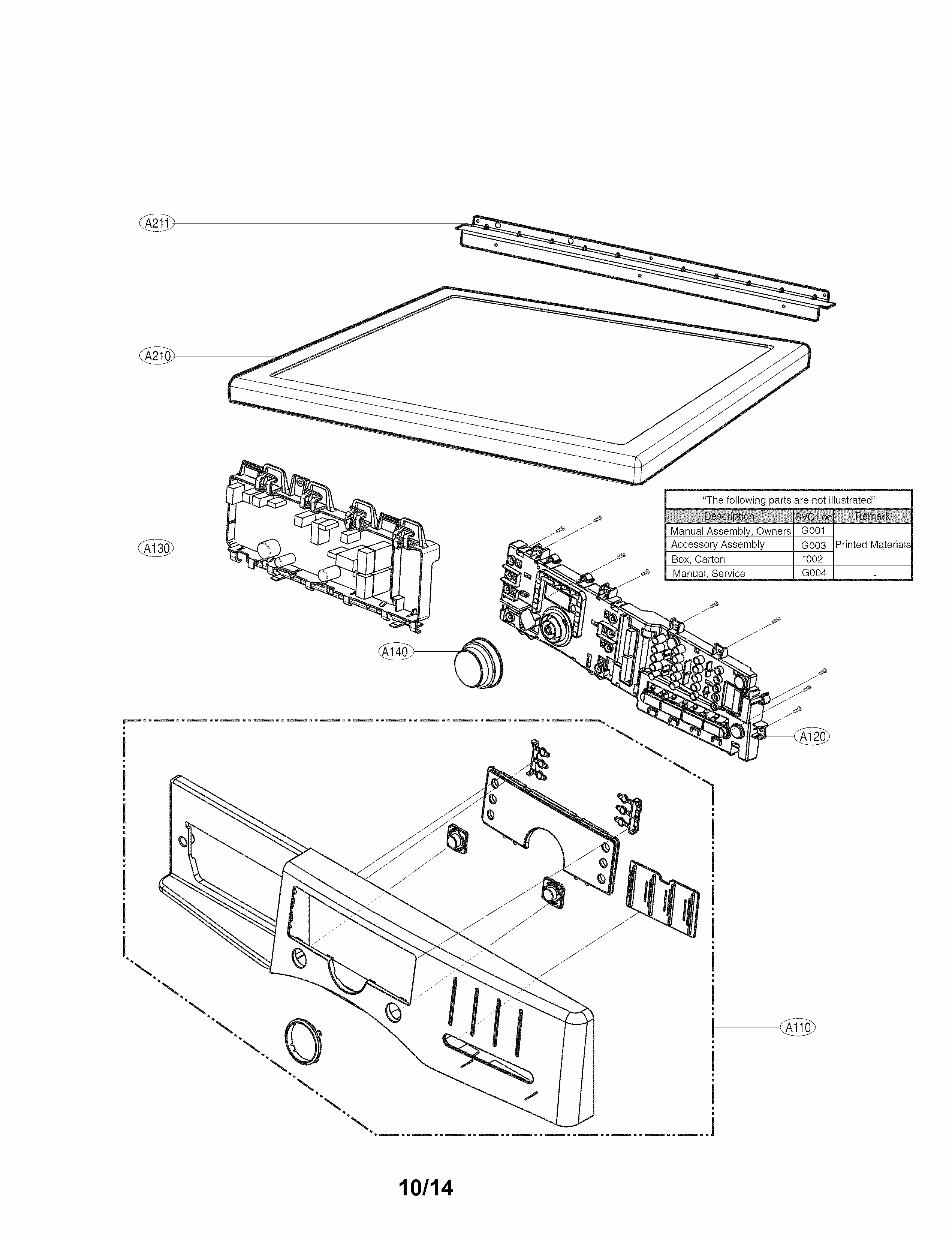 Control Panel Parts Diagram and Parts List for 79691383410  Kenmore Dryer