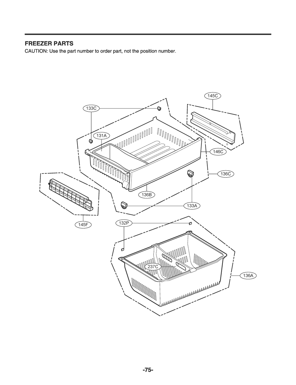 Freezer Parts Diagram and Parts List for GR-B238NSNM ASTCNA8 LG Refrigerator