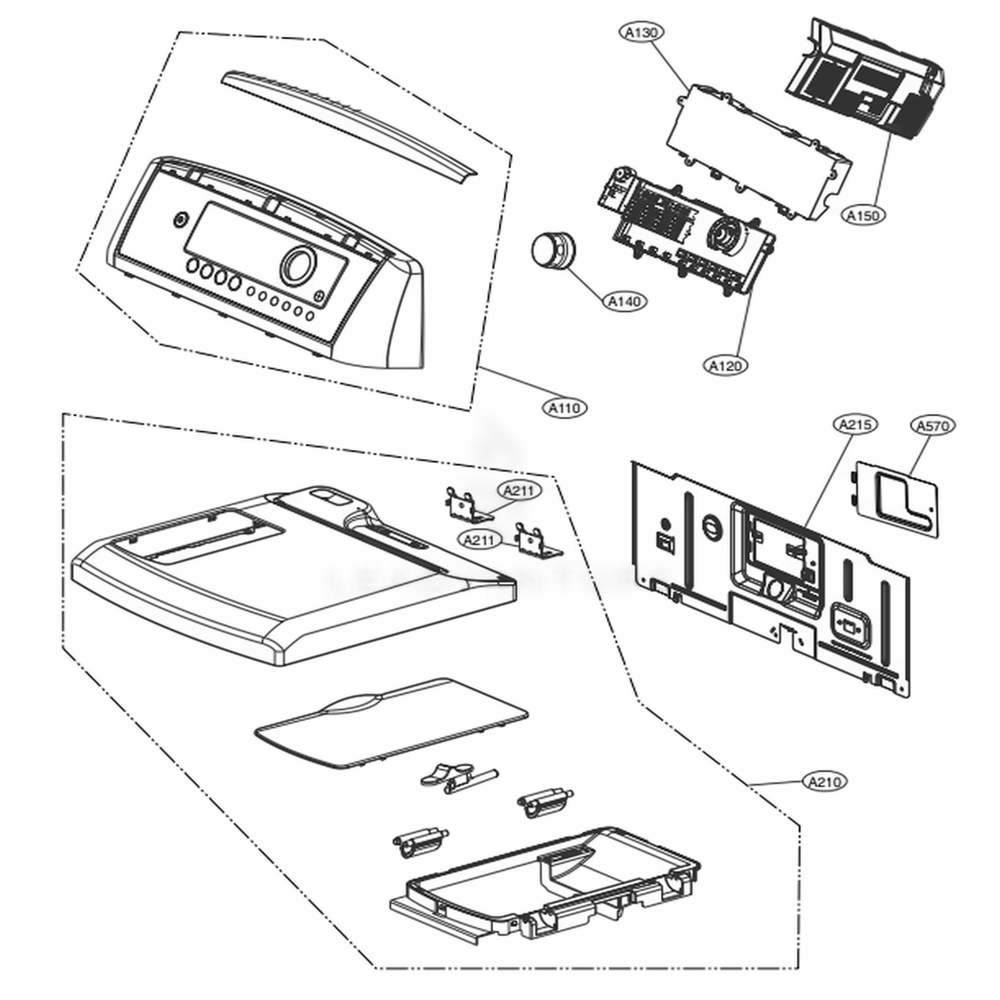 Control Panel And Plate Assembly Diagram and Parts List for DLGX5681V ASSEEUS LG Dryer