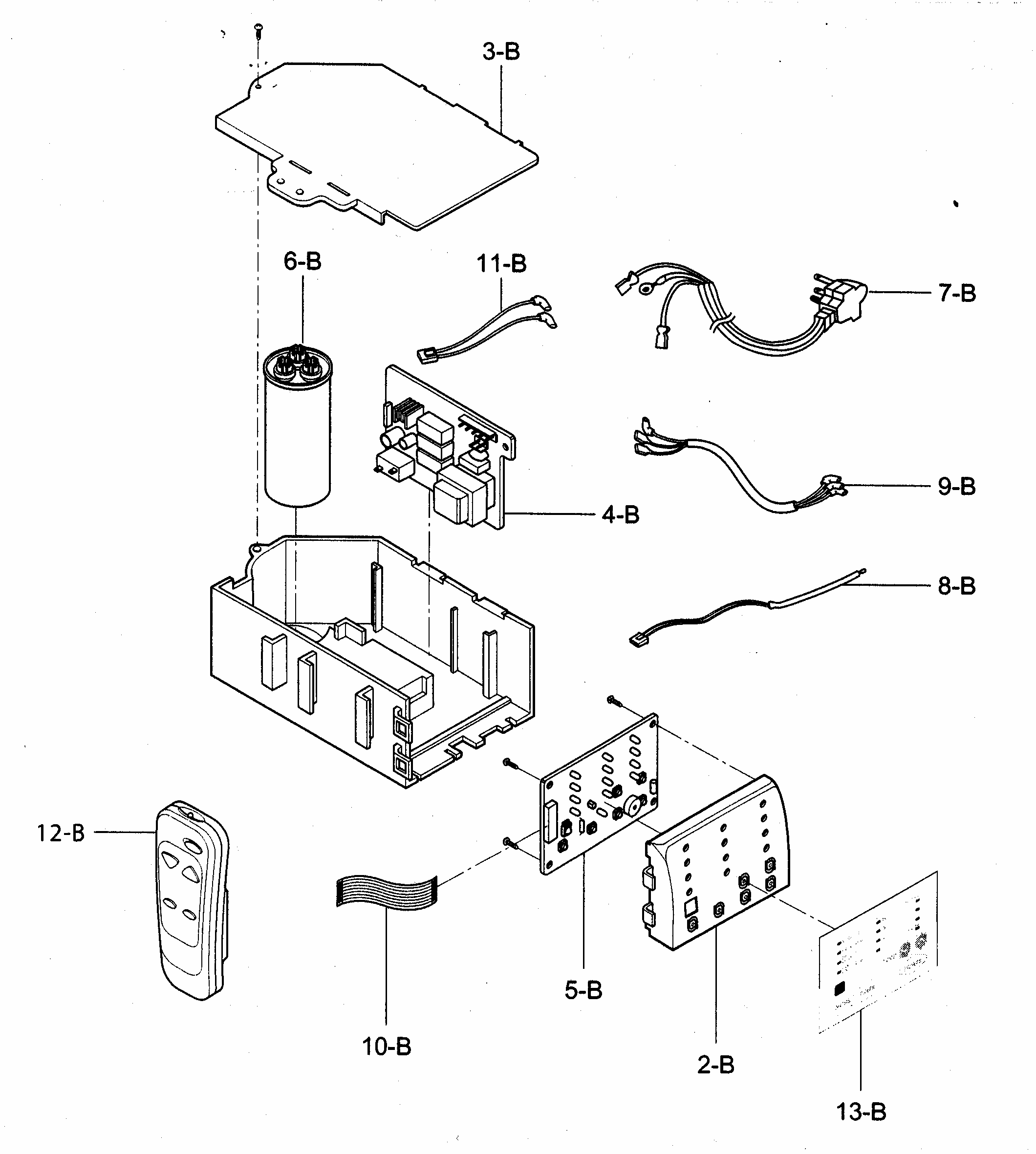 Control Box Assy Diagram and Parts List for 58074082400  Kenmore Air Conditioner