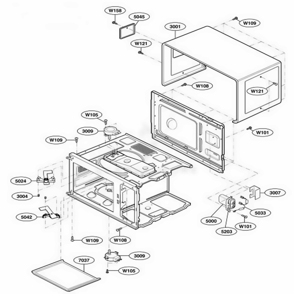 Oven Cavity Parts Diagram and Parts List for DFS18G ASTQMTR LG Range