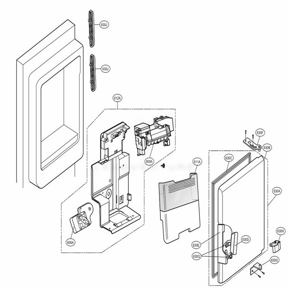 Ice Maker And Ice Bin Parts Diagram and Parts List for 73063 ASTCSE1 LG Refrigerator