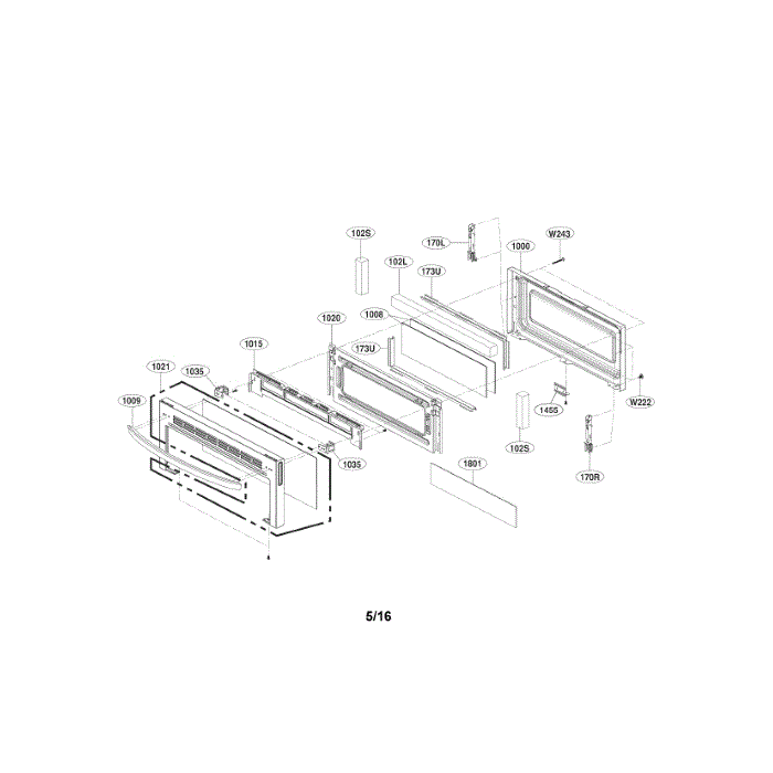 Upper Door Diagram and Parts List for LDE4415BD 00 LG Range