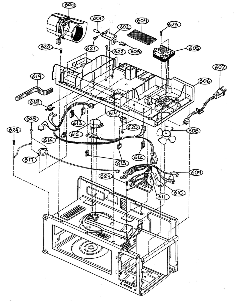 Interior Parts 2 Diagram and Parts List for MV-1320B  LG Microwave