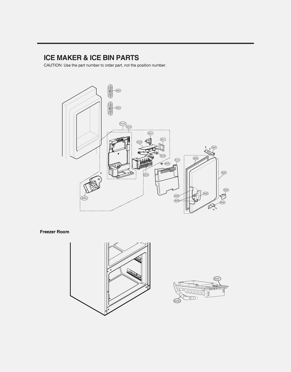 Ice Maker And Ice Bin Parts Diagram and Parts List for GR-L298LSJM ASTCNA1 LG Refrigerator