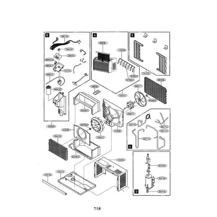 Room A / C Diagram and Parts List for LW5016 00 LG Air Conditioner