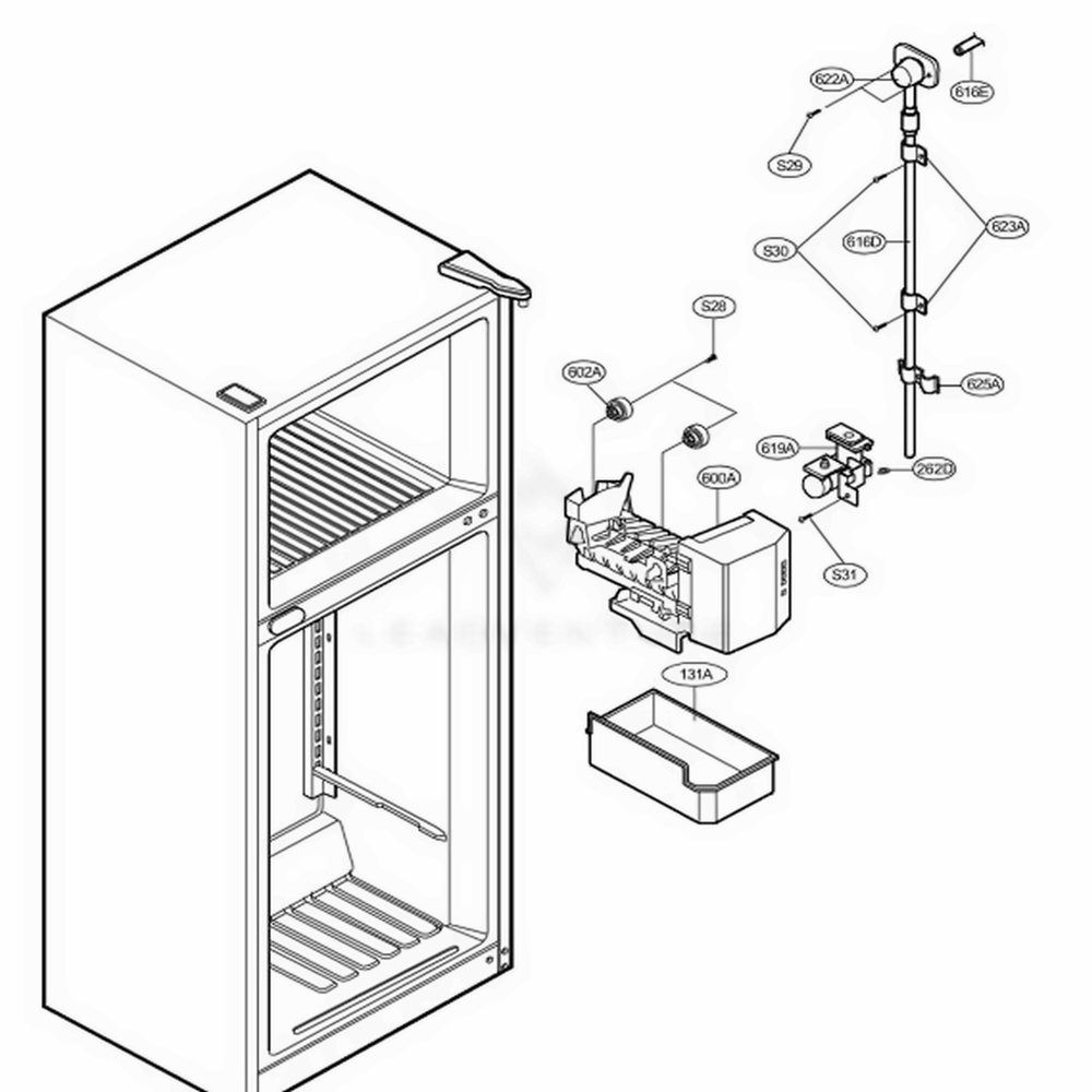 Ice Maker Parts 1 Diagram and Parts List for 75252 ASWCSEF LG Refrigerator