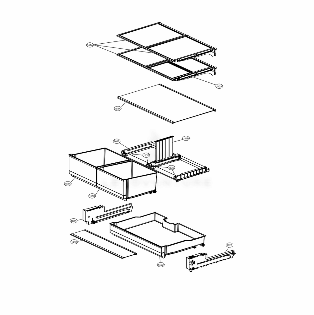 Refrigerator Parts Diagram and Parts List for LRFVS3006S ASTCNA0 LG Refrigerator
