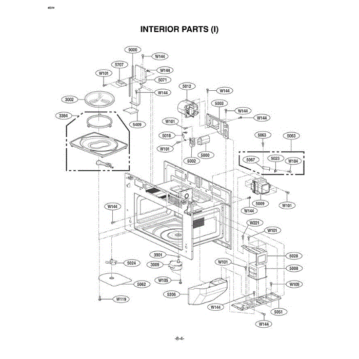 Section 3 Diagram and Parts List for LMVM2277ST AS1ELGA LG Microwave Oven Combo