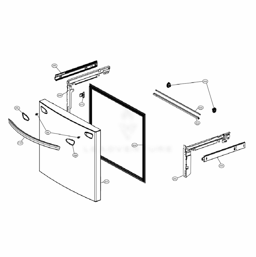 Door Parts 3 Diagram and Parts List for LRFVC2406S ASTCNA0 LG Refrigerator