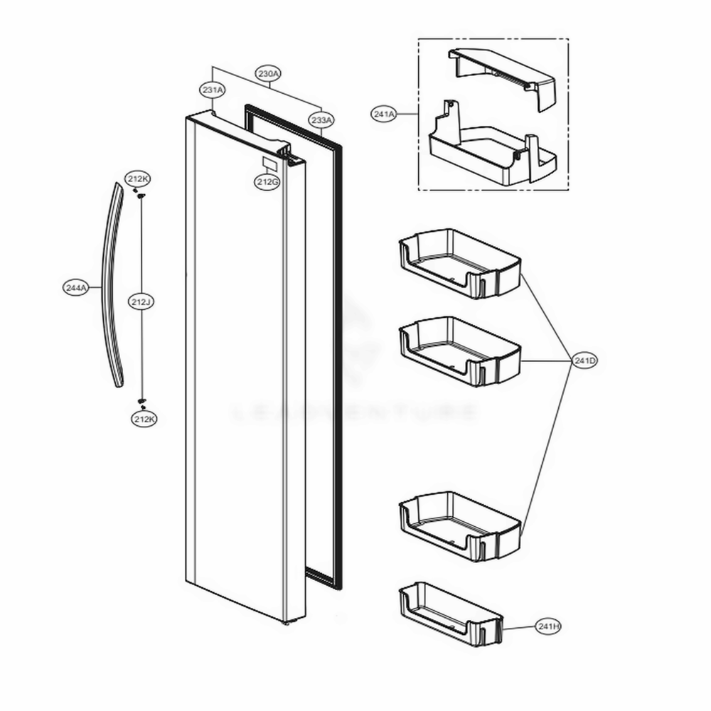 Dispencer Part Diagram and Parts List for LSXC22336S ASTCNA0 LG Refrigerator