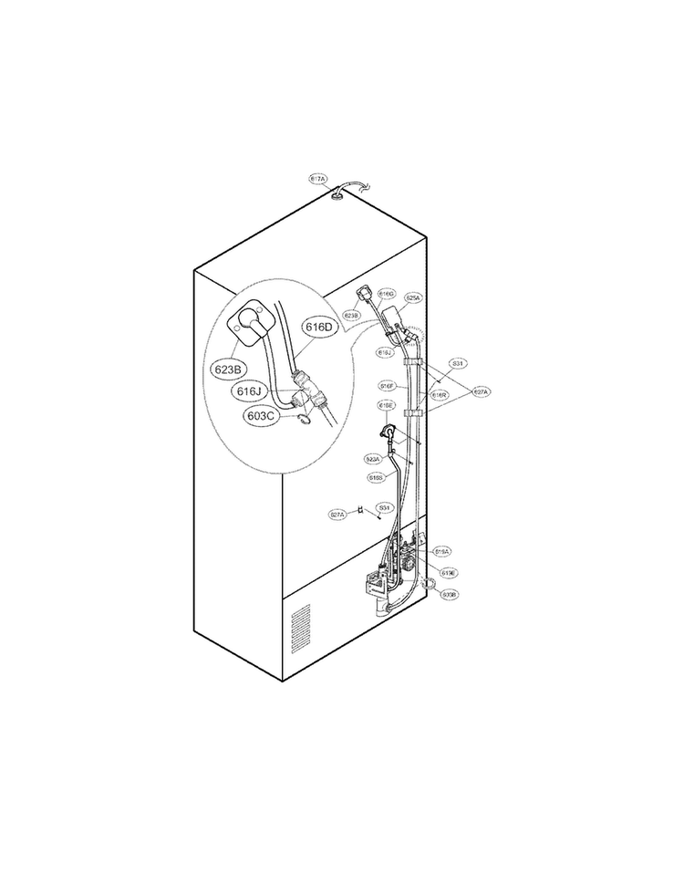 Valve And Water Tube Parts Diagram and Parts List for LFX28979SW 02 LG Refrigerator