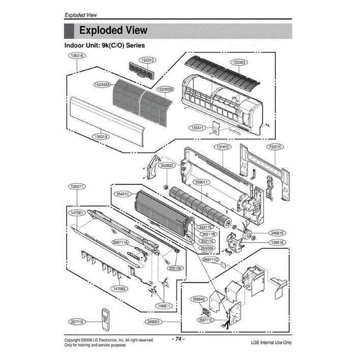 Section Diagram and Parts List for AS-C0914DZ0 AWHAEUS LG Air Conditioner