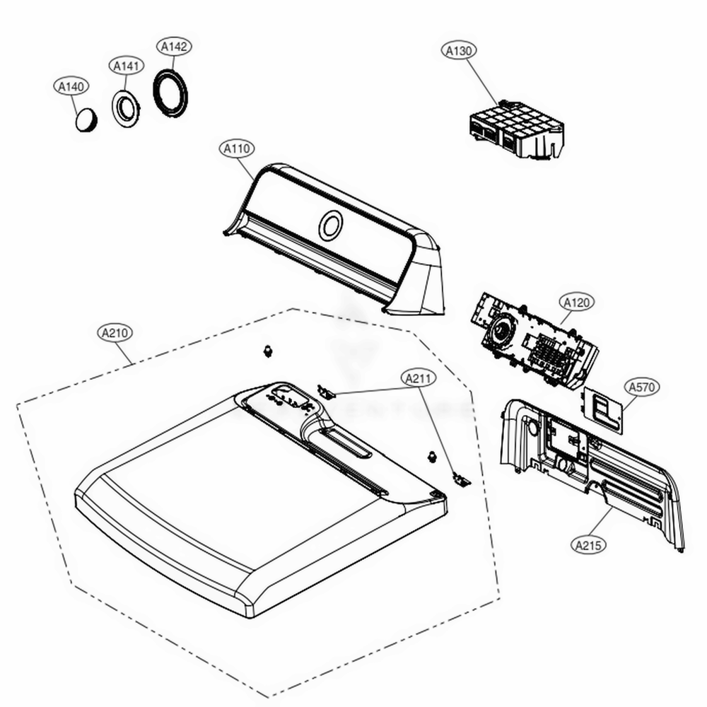 Control Panel And Plate Assembly Diagram and Parts List for DLE7060WE ABWEEUS LG Dryer