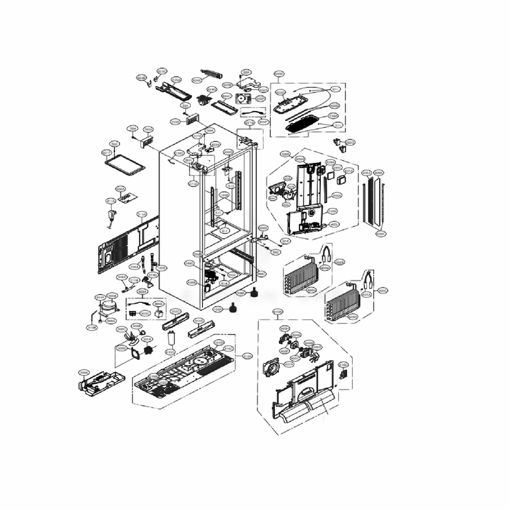 Case Parts Diagram and Parts List for LFXC24726D ASBCNA1 LG Refrigerator