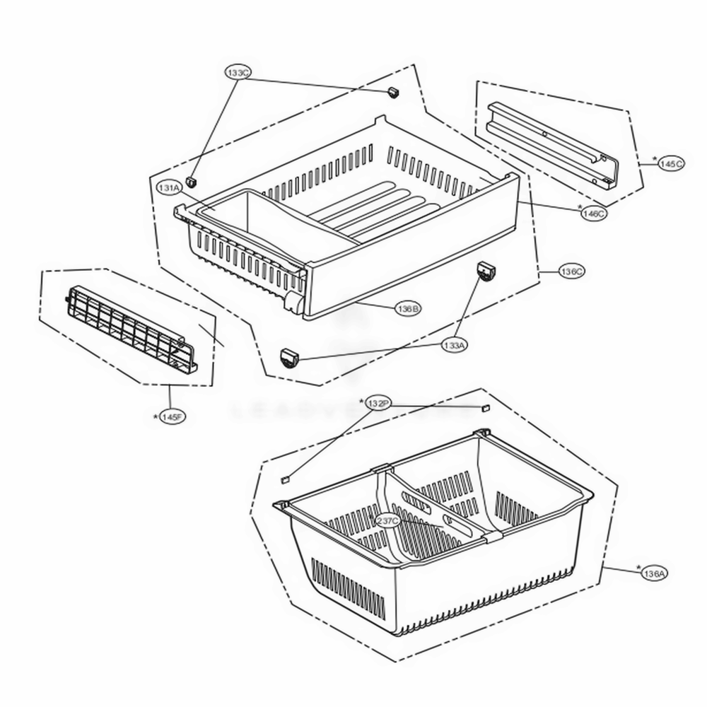Freezer Parts Diagram and Parts List for LFXS28566S ASTCNA2 LG Refrigerator