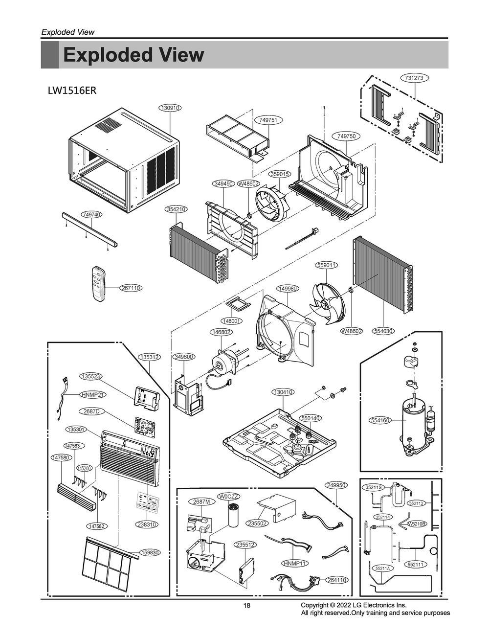 Diagram 1 Diagram and Parts List for LW1516ER AT1AUSL LG Air Conditioner