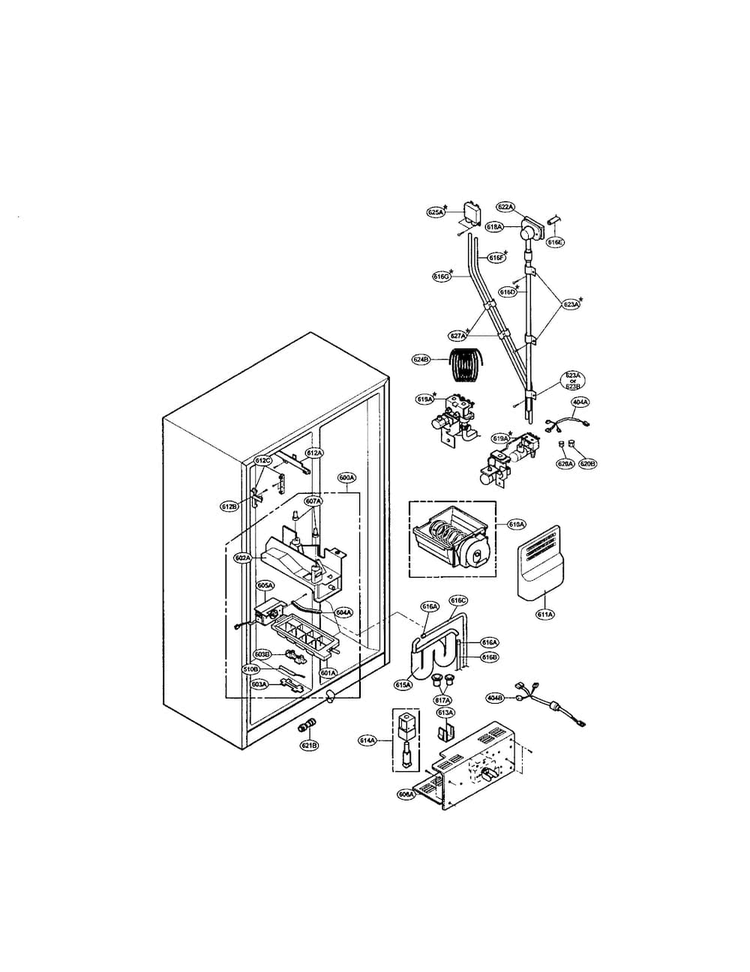 Ice Maker Diagram and Parts List for LRSPC2331BK  LG Refrigerator