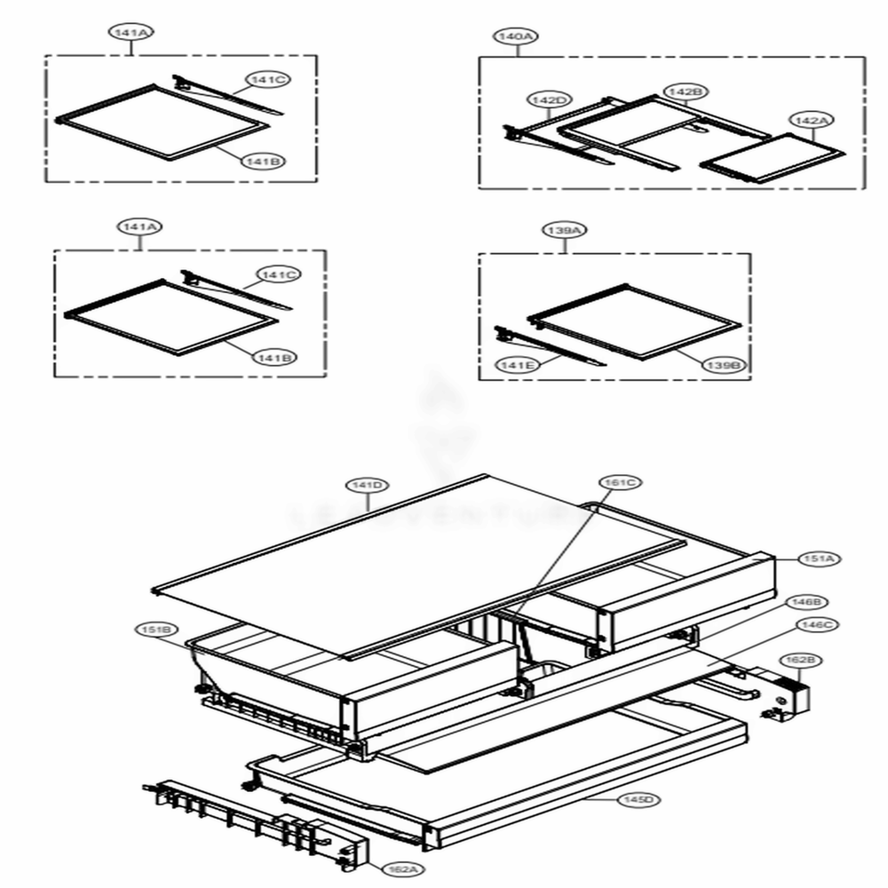 Refrigerator Parts Diagram and Parts List for 73115 ASTCSE0 LG Refrigerator