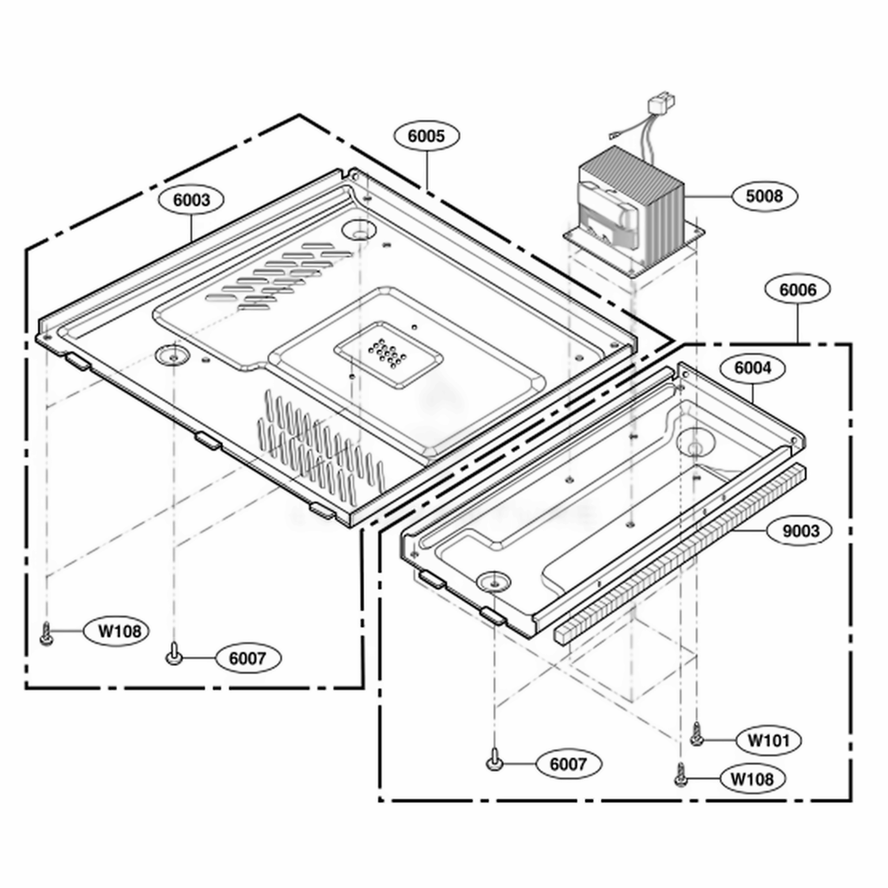 Base Plate Parts Diagram and Parts List for HMB402 CWHEBSU LG Wall Oven
