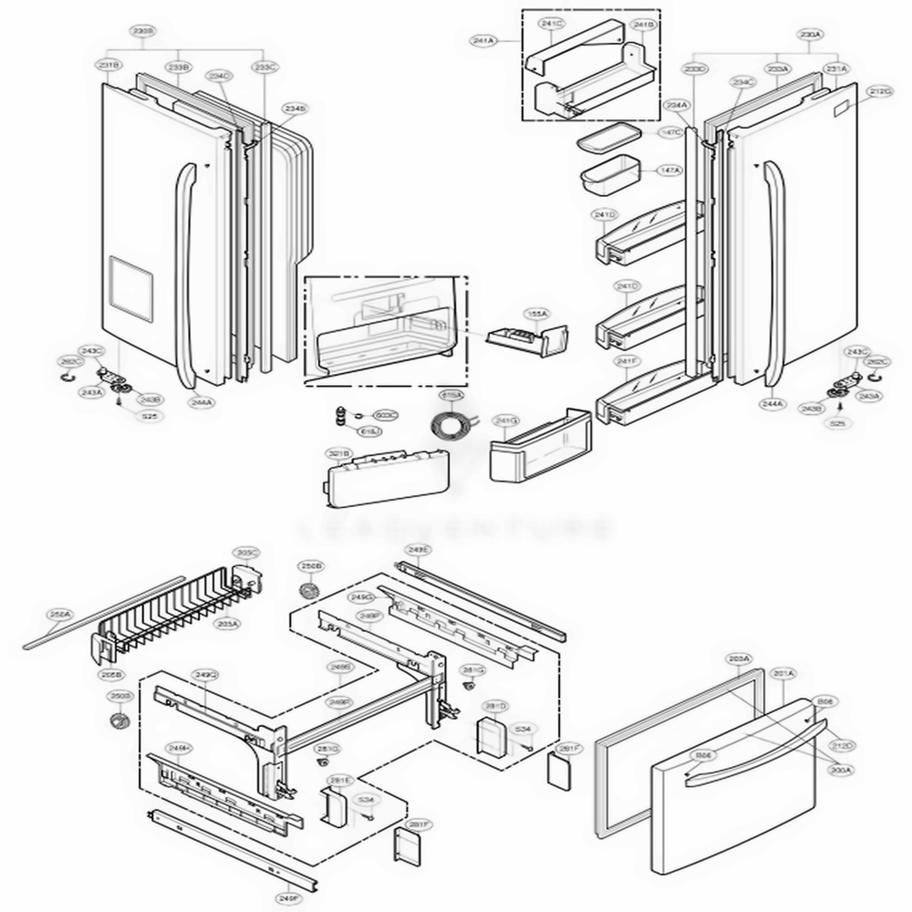 Door Parts Diagram and Parts List for 78743 ASTCSEF LG Refrigerator