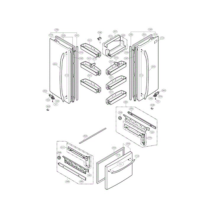Door Diagram and Parts List for LFC23760SB 00 LG Refrigerator