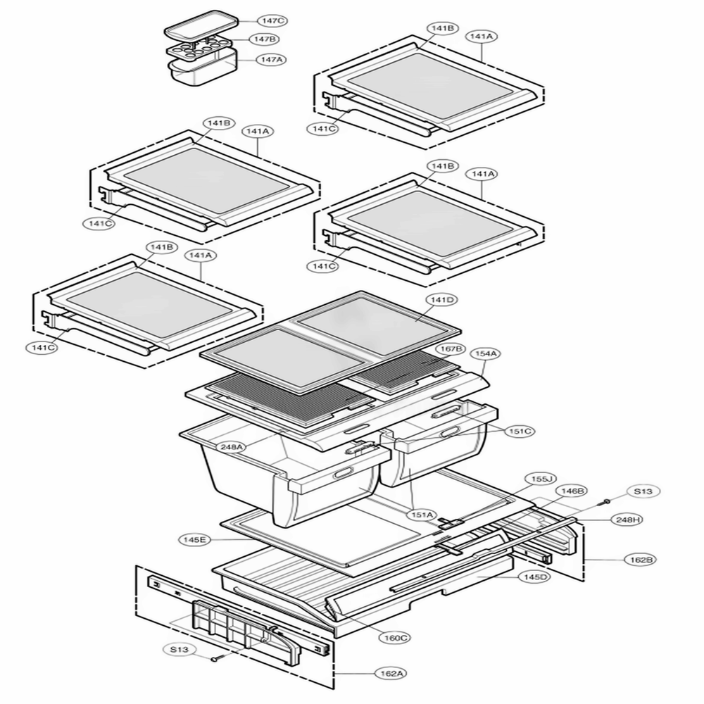 Refrigerator Parts Diagram and Parts List for 77193 ASTCSER LG Refrigerator