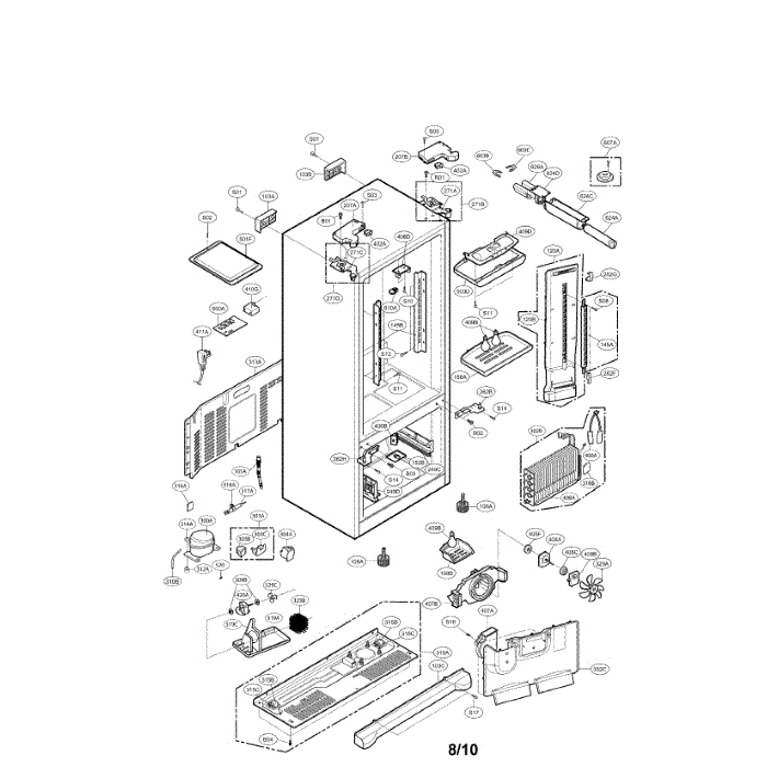 Case Diagram and Parts List for LFX25961ST 00 LG Refrigerator