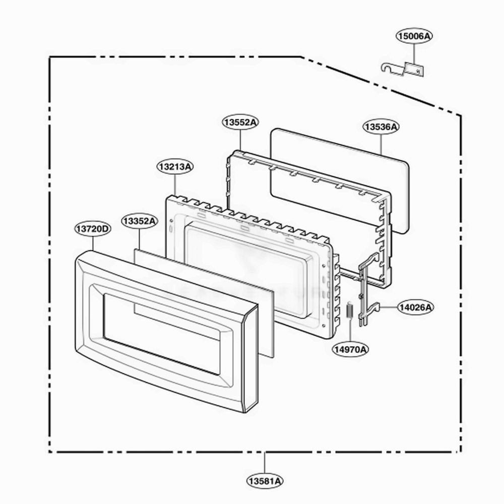 Door Parts Diagram and Parts List for JE1460WF002 CWHEGEU LG Range