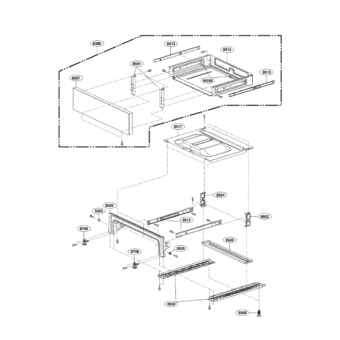 Drawer Diagram and Parts List for LRE3023ST 00 LG Range
