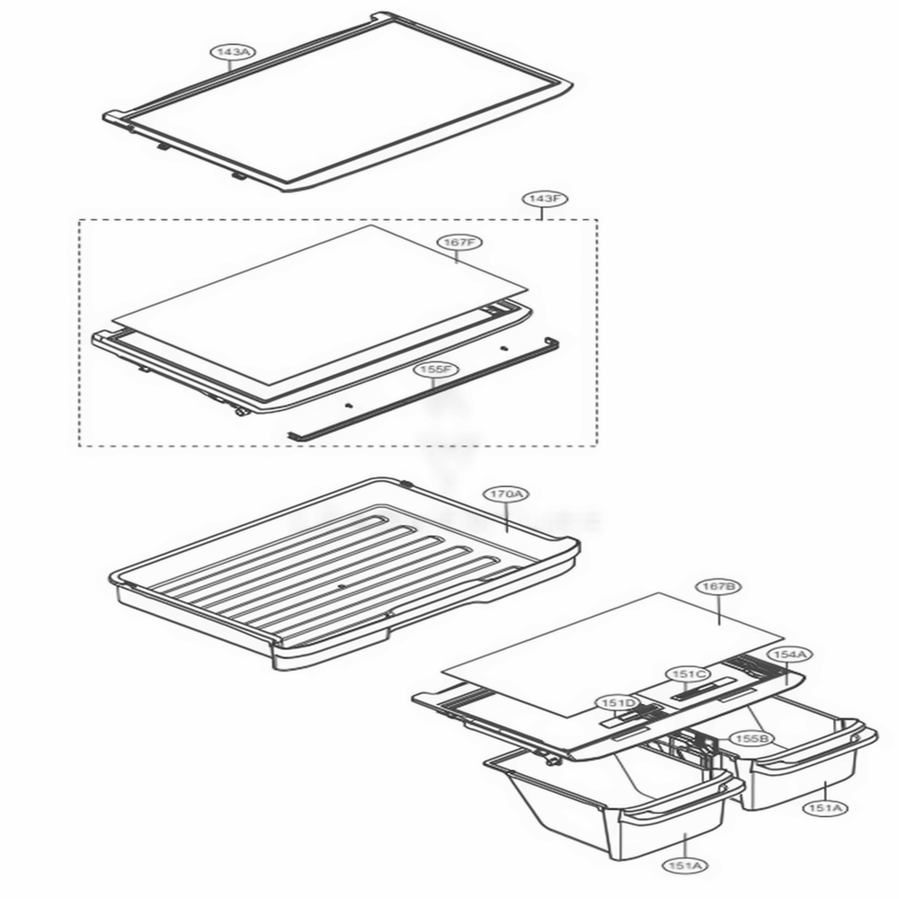 Refrigerator Parts Diagram and Parts List for LTCS24223D ASBCNA1 LG Refrigerator