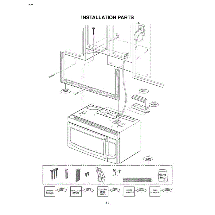 Section 7 Diagram and Parts List for LMV2053ST AS1ELGA LG Microwave Oven Combo