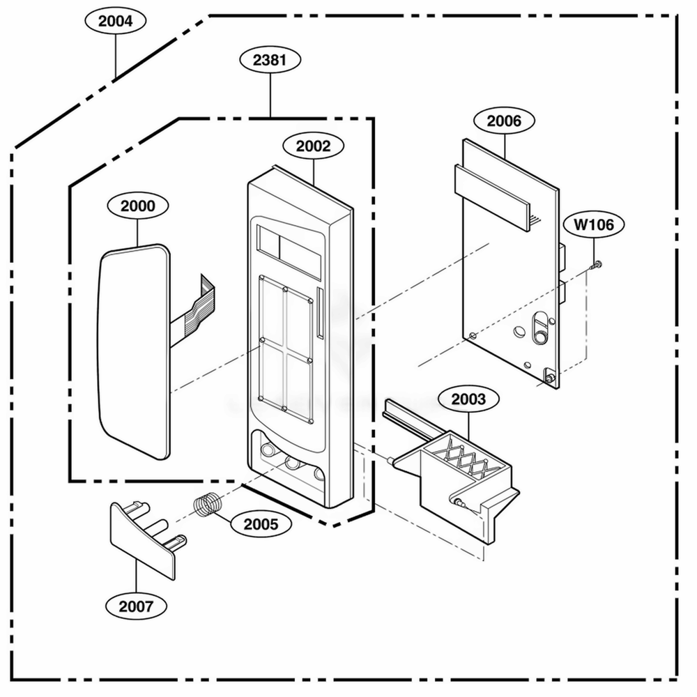 Controller Parts Diagram and Parts List for 63352 CWHESEA LG Range