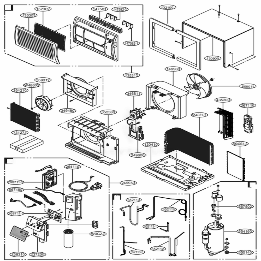 Main Diagram and Parts List for LT1016CER AC1AUSB LG Air Conditioner