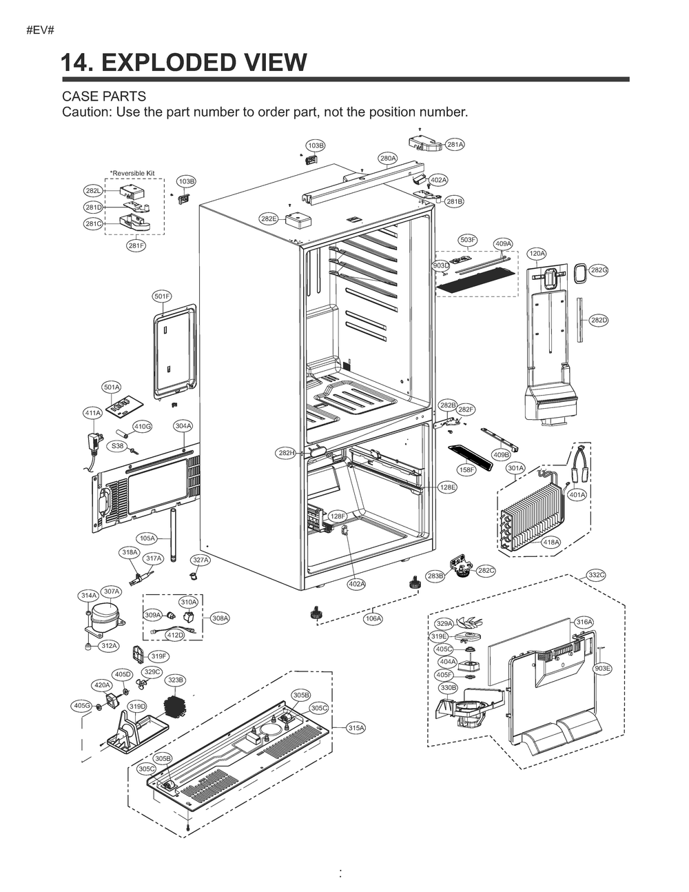 Case Parts Diagram and Parts List for GM-B229QQFM ASWCSE0 LG Refrigerator