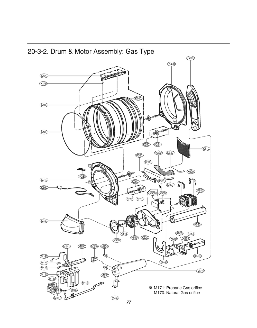 Drum And Motor Assembly Diagram and Parts List for GDL1329CGD7 ASSEELC LG Dryer