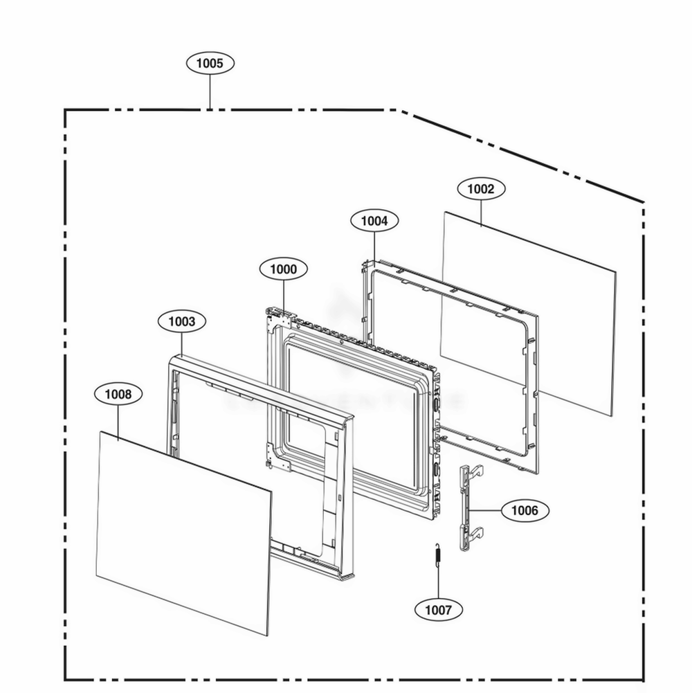 Door Parts Diagram and Parts List for LCS1013SW CWHEBBY LG Range