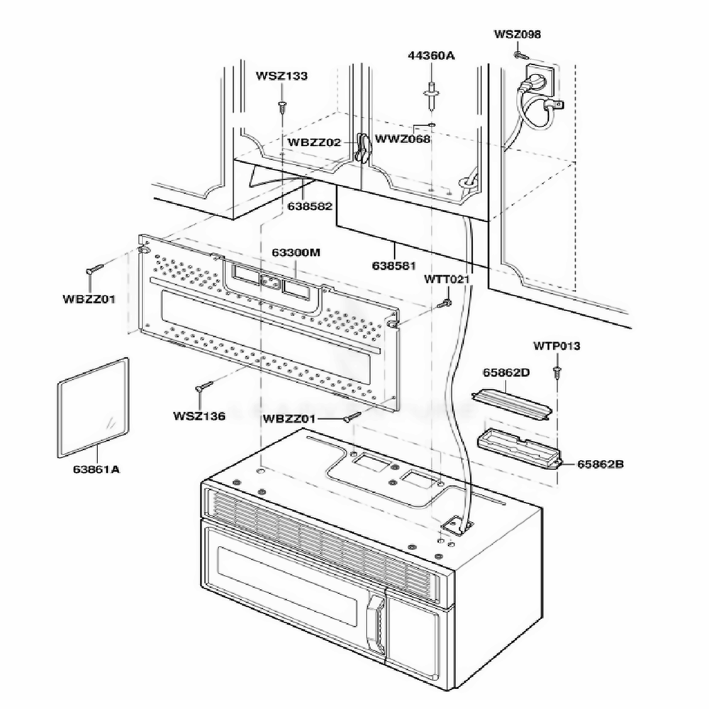Installation Parts Diagram and Parts List for JMV9118AAQ ABSEJEN LG Range