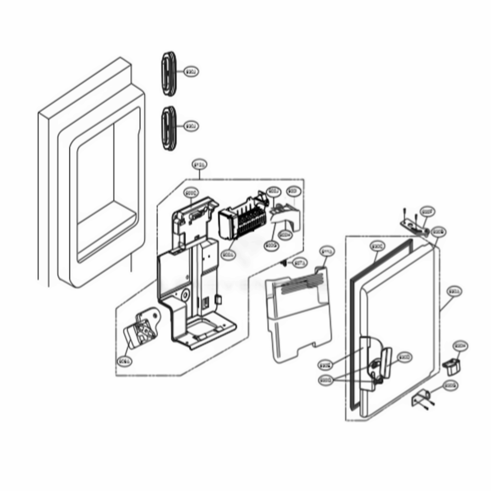 Ice Maker And Ice Bin Parts Diagram and Parts List for LSFXC2476S ASTCNA1 LG Refrigerator