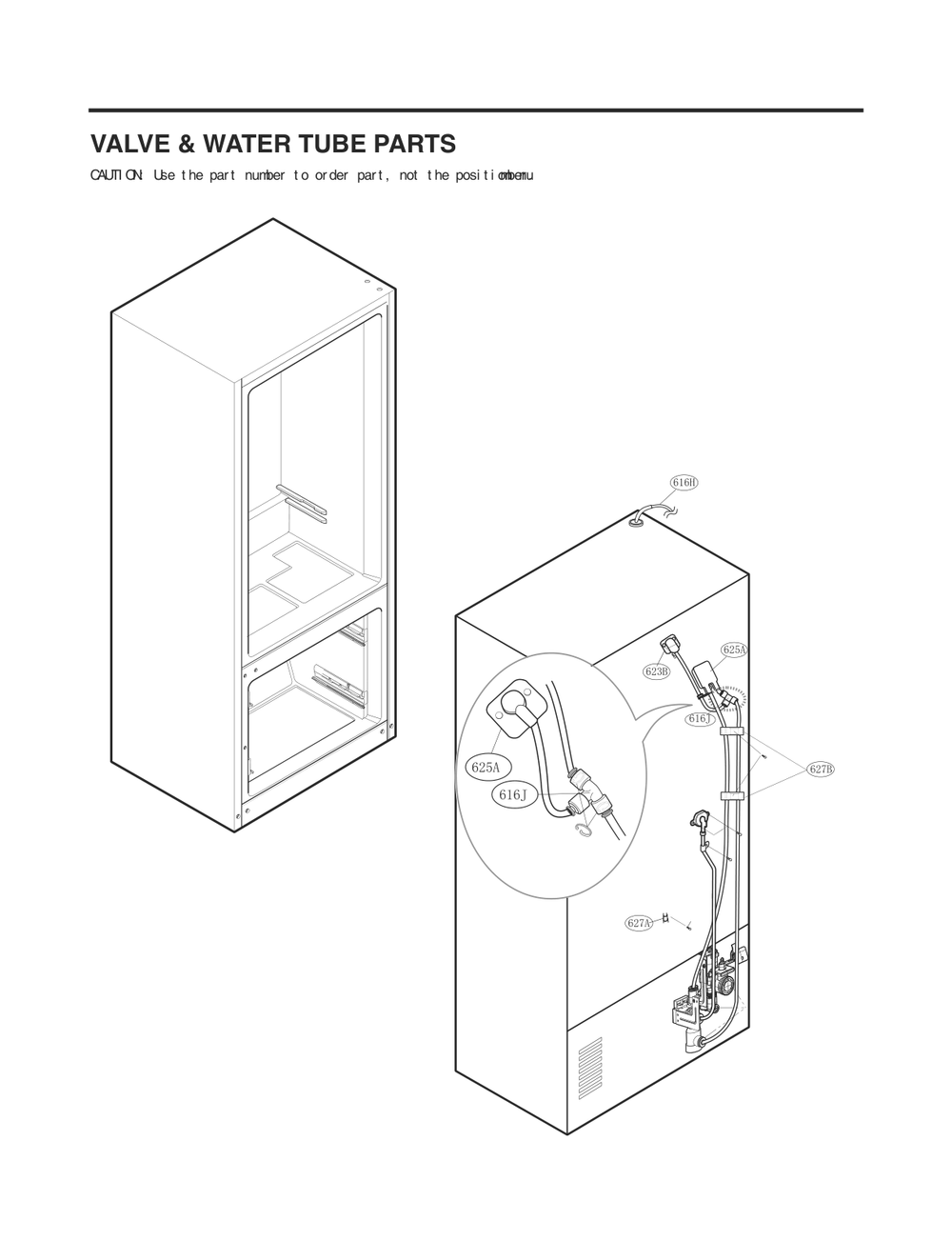 Valve And Water Tube Parts Diagram and Parts List for GC-L228NSXM ASTCNA0 LG Refrigerator