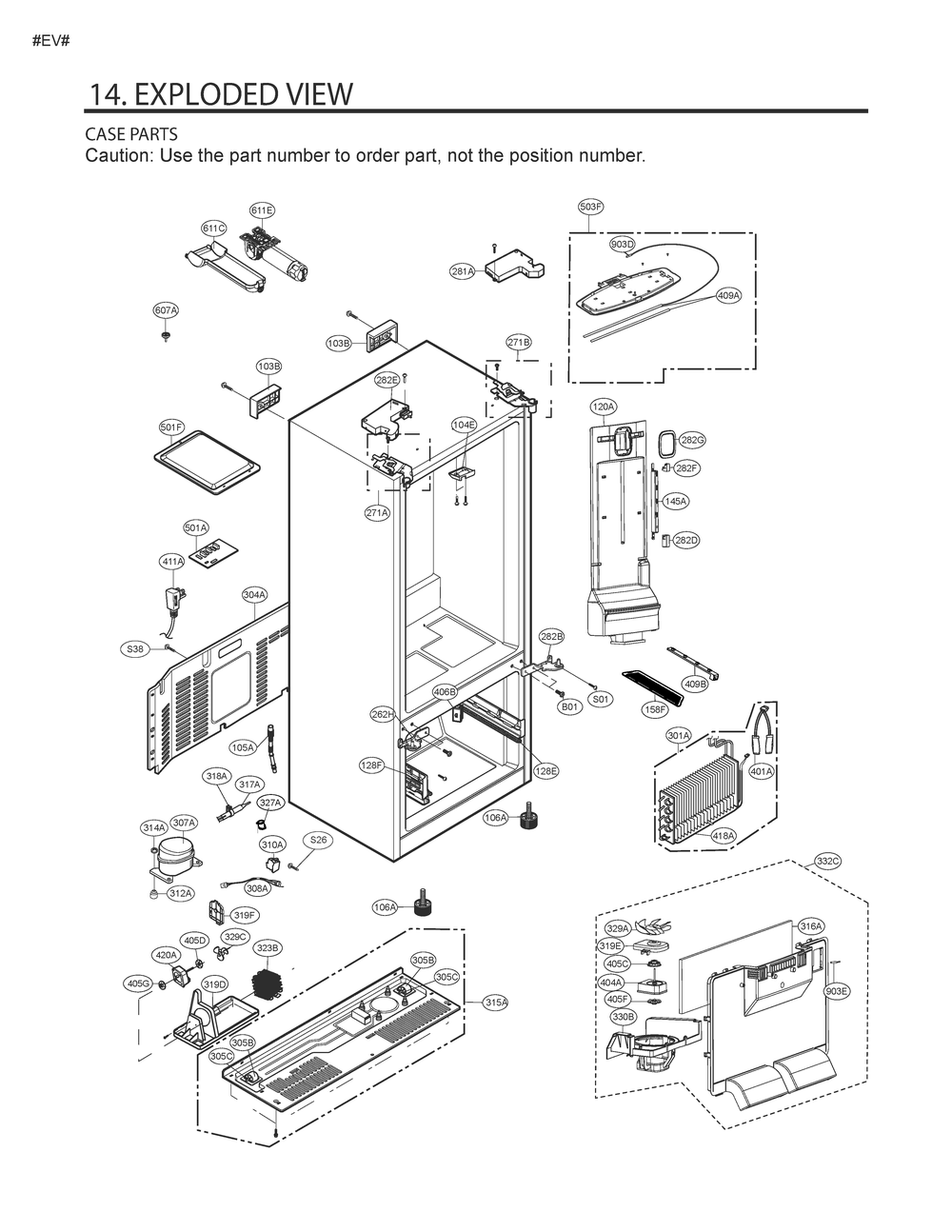 Case Parts Diagram and Parts List for LCFS22EXS ASTCNA1 LG Refrigerator