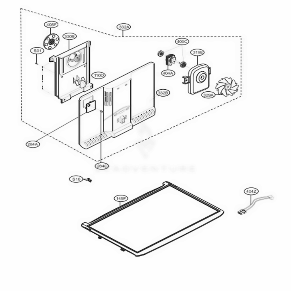 Freezer Part Diagram and Parts List for LTCS20220B AWBCNA5 LG Refrigerator